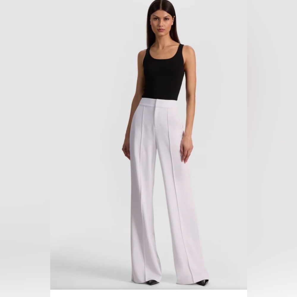 Alice + Olivia Dylan White Wide-Leg Pants